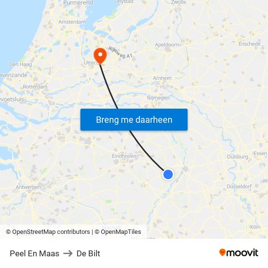 Peel En Maas to De Bilt map