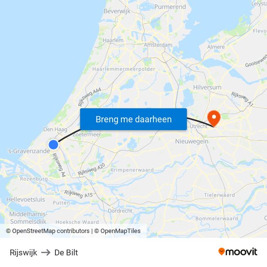 Rijswijk to De Bilt map