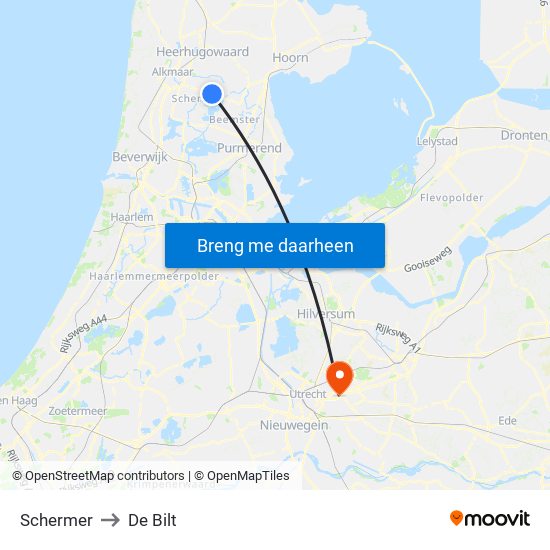 Schermer to De Bilt map
