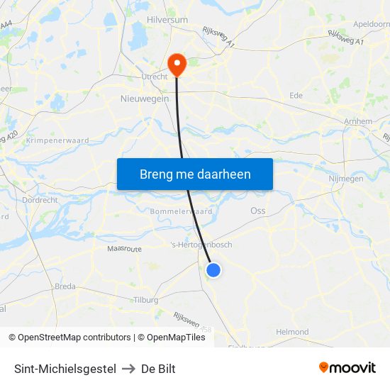Sint-Michielsgestel to De Bilt map