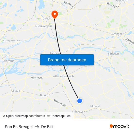 Son En Breugel to De Bilt map