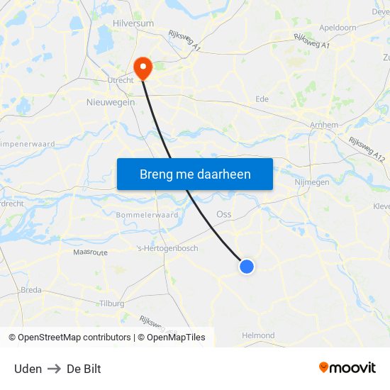 Uden to De Bilt map