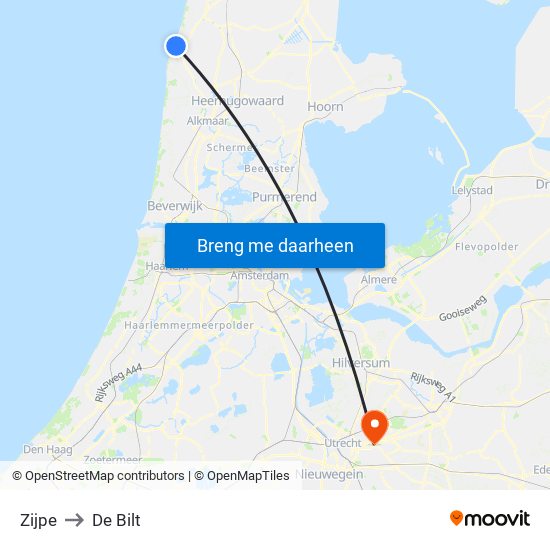 Zijpe to De Bilt map