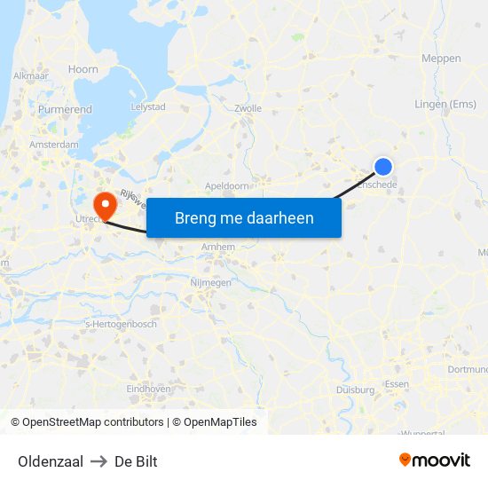 Oldenzaal to De Bilt map