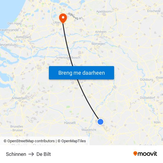 Schinnen to De Bilt map
