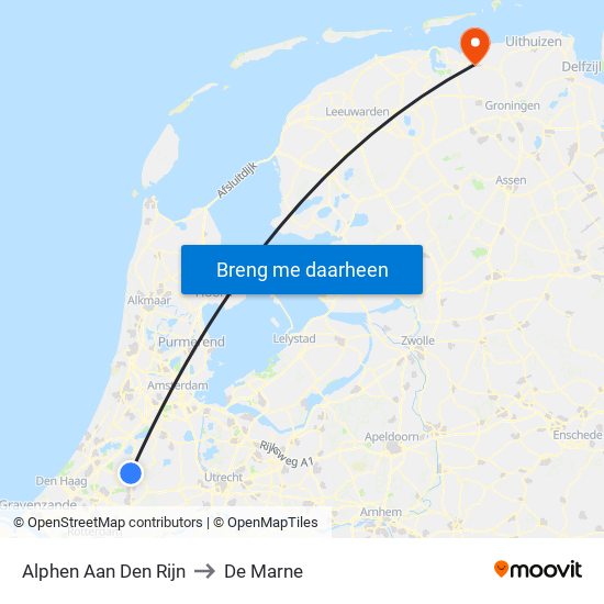 Alphen Aan Den Rijn to De Marne map