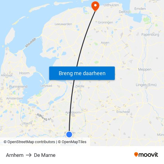Arnhem to De Marne map