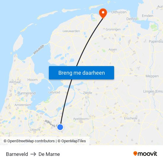 Barneveld to De Marne map