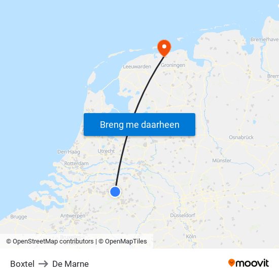 Boxtel to De Marne map