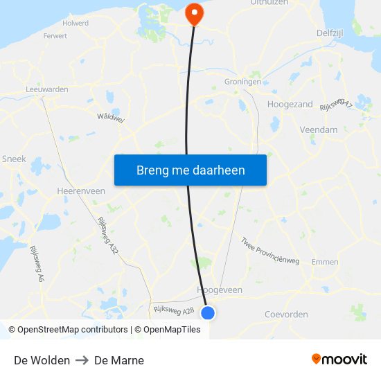 De Wolden to De Marne map