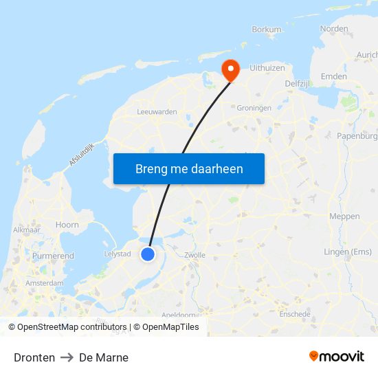 Dronten to De Marne map