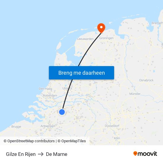 Gilze En Rijen to De Marne map