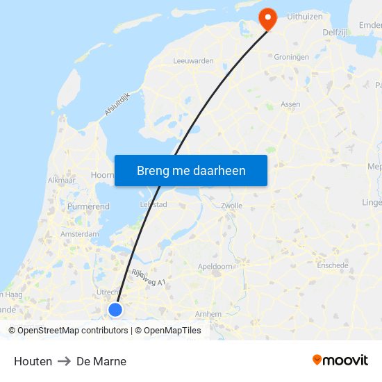 Houten to De Marne map