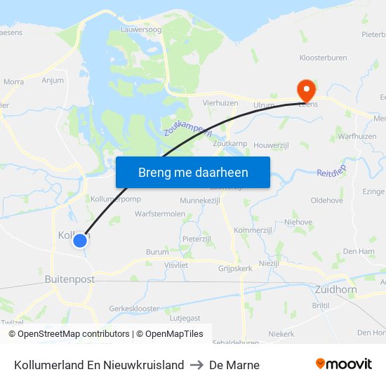 Kollumerland En Nieuwkruisland to De Marne map