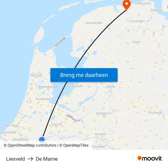 Liesveld to De Marne map