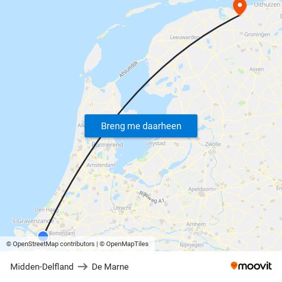 Midden-Delfland to De Marne map