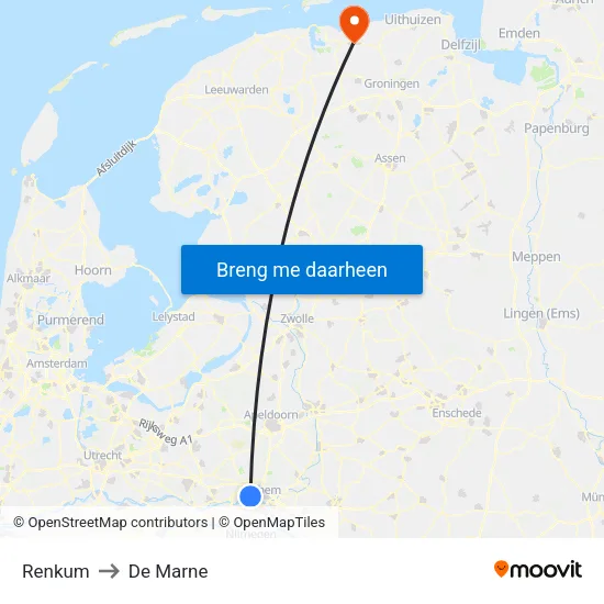 Renkum to De Marne map