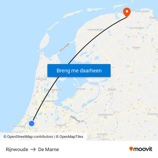 Rijnwoude to De Marne map