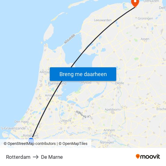 Rotterdam to De Marne map