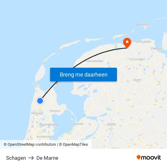 Schagen to De Marne map