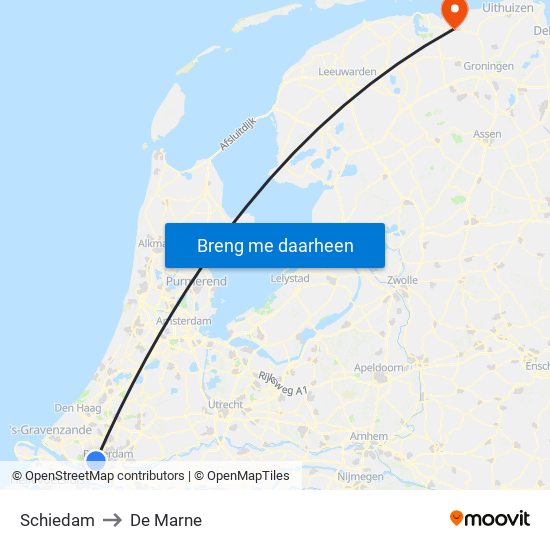 Schiedam to De Marne map
