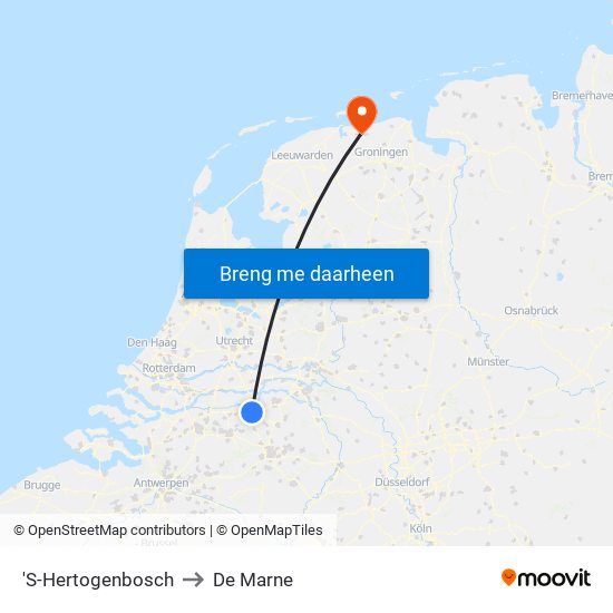 'S-Hertogenbosch to De Marne map