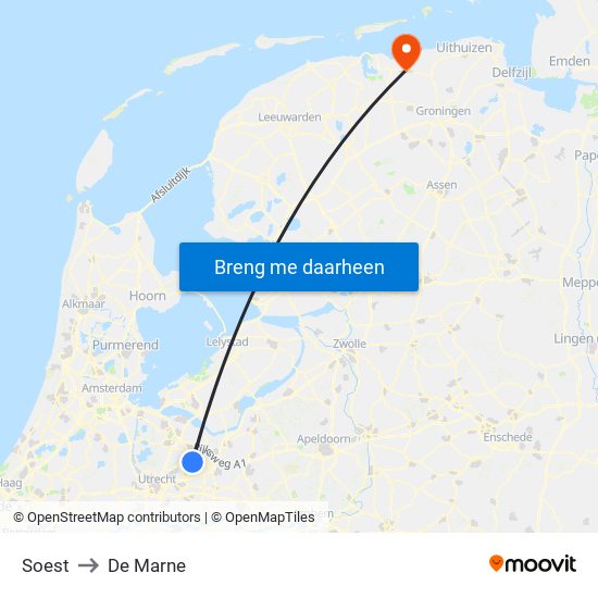 Soest to De Marne map