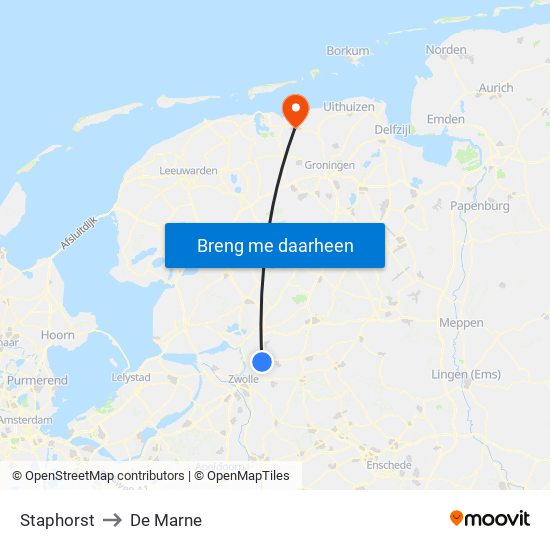 Staphorst to De Marne map