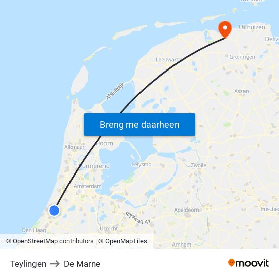 Teylingen to De Marne map