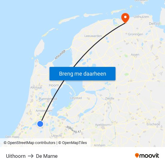 Uithoorn to De Marne map