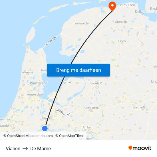 Vianen to De Marne map