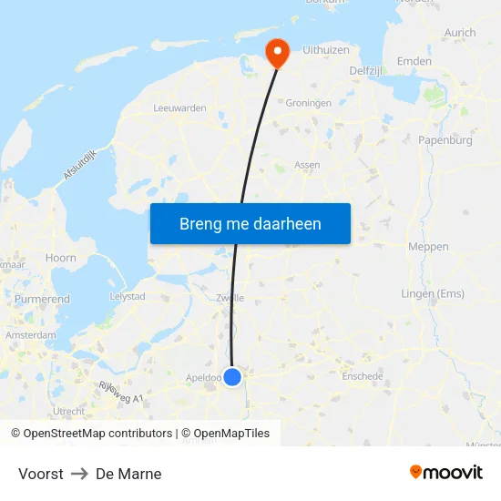 Voorst to De Marne map