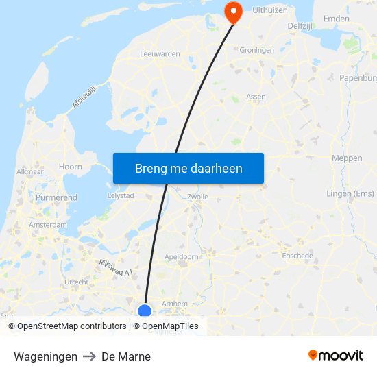 Wageningen to De Marne map