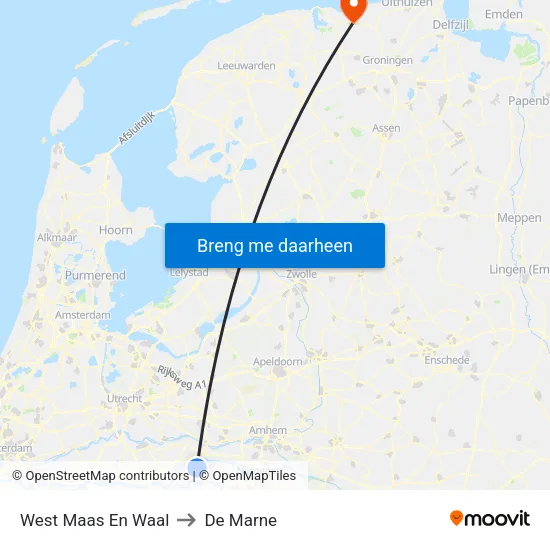 West Maas En Waal to De Marne map