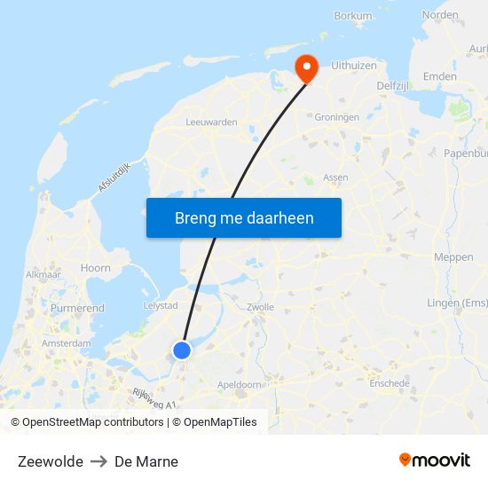Zeewolde to De Marne map