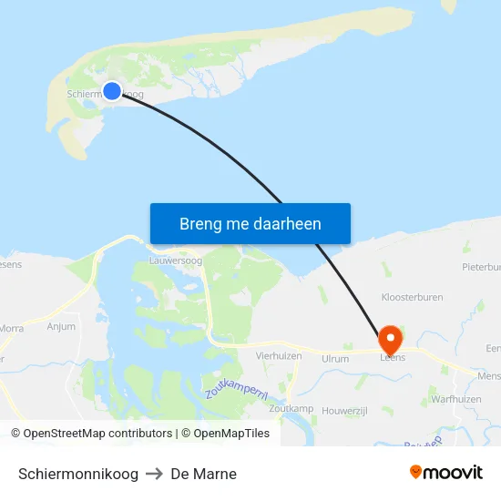 Schiermonnikoog to De Marne map