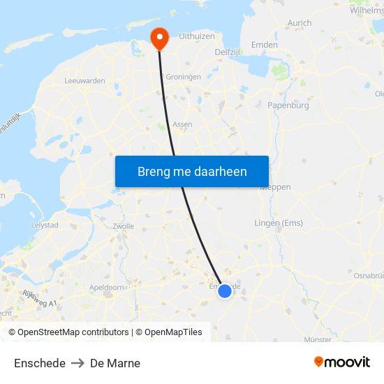 Enschede to De Marne map