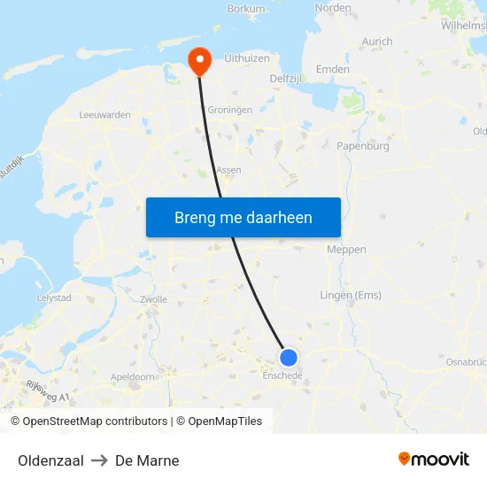 Oldenzaal to De Marne map