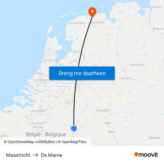 Maastricht to De Marne map