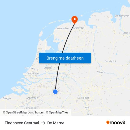 Eindhoven Centraal to De Marne map