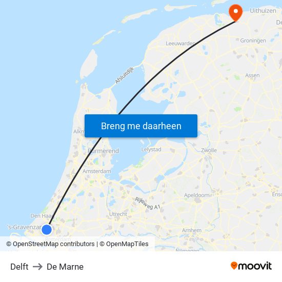 Delft to De Marne map