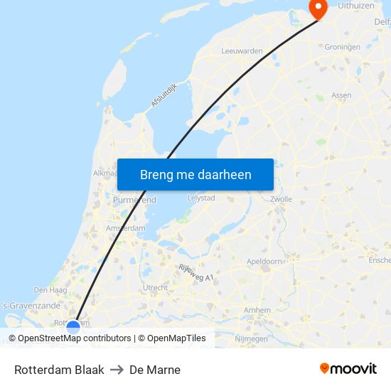 Rotterdam Blaak to De Marne map