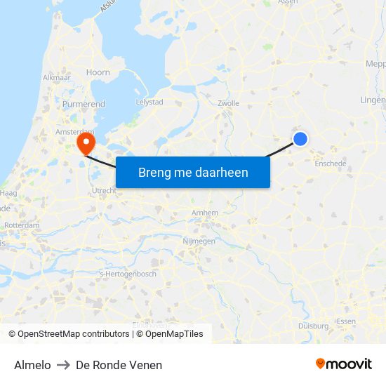 Almelo to De Ronde Venen map