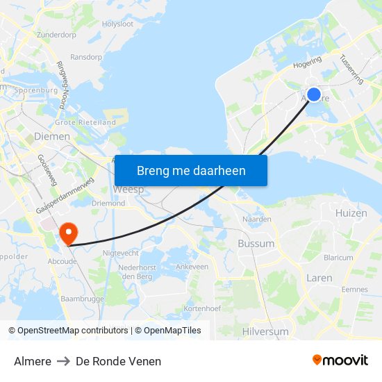 Almere to De Ronde Venen map