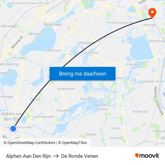 Alphen Aan Den Rijn to De Ronde Venen map