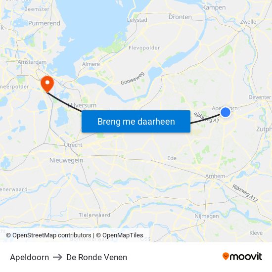 Apeldoorn to De Ronde Venen map