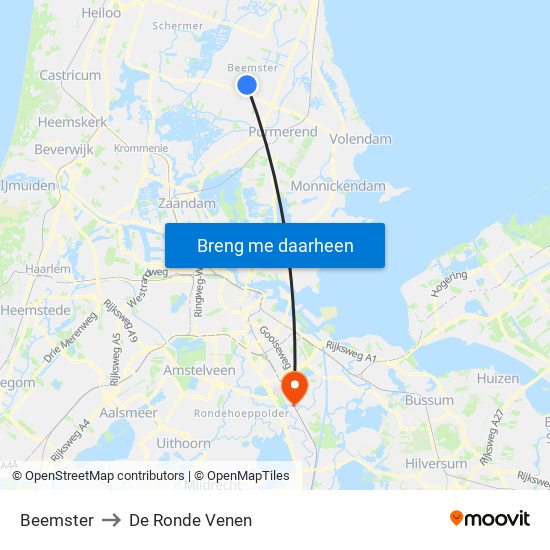 Beemster to De Ronde Venen map