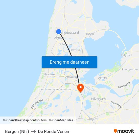 Bergen (Nh.) to De Ronde Venen map
