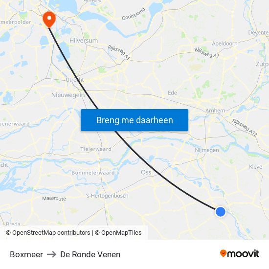 Boxmeer to De Ronde Venen map