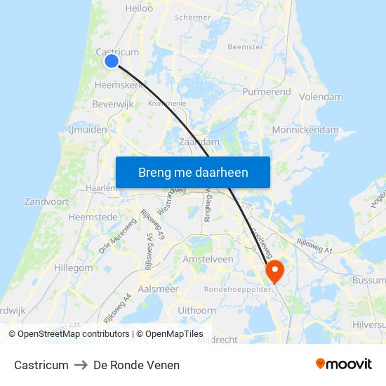 Castricum to De Ronde Venen map